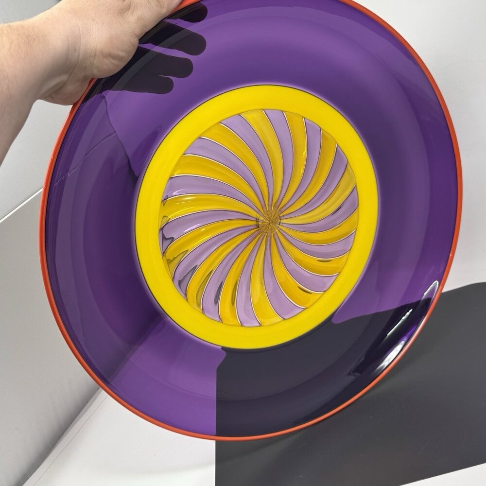 Sam Stang Studio Art Glass Swirl Murrini Signed Large Platter S. STANG 2004